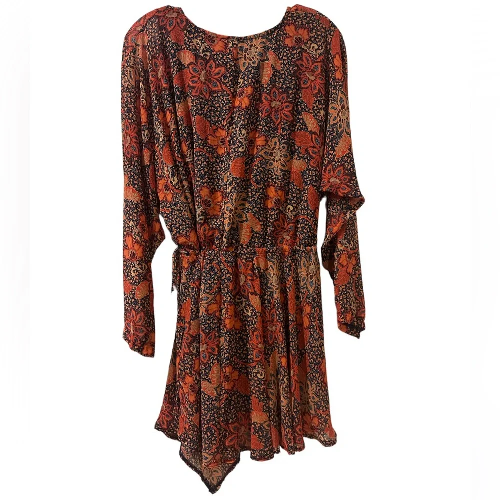 Free People Teegan Floral Faux Wrap Long Sleeve Mini Dress Size S NEW with Tag